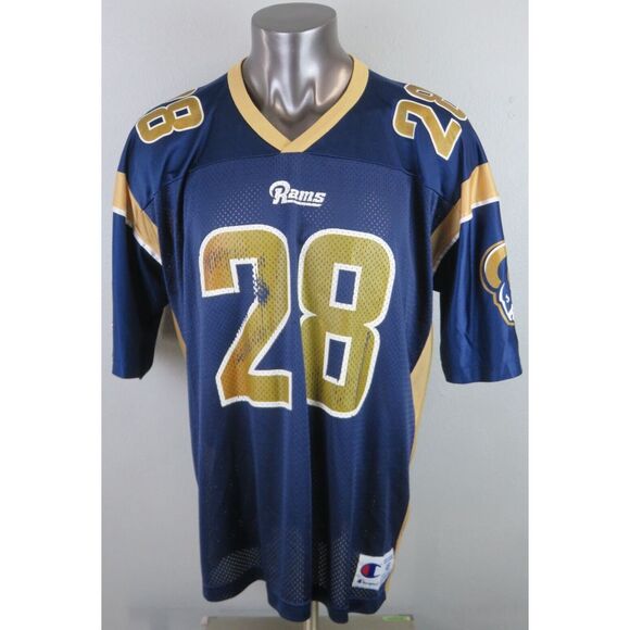 Vintage Champion Jersey‎ Marshall Faulk 28 Rams Size 48 XL Nylon - Picture 1 of 14
